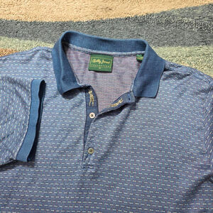 Bobby Jones Collection Polo Shirt M Blue Geometric Pattern Made In Italy